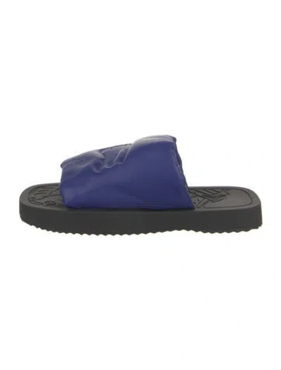Pre-owned Burberry Leather Slides In Blue