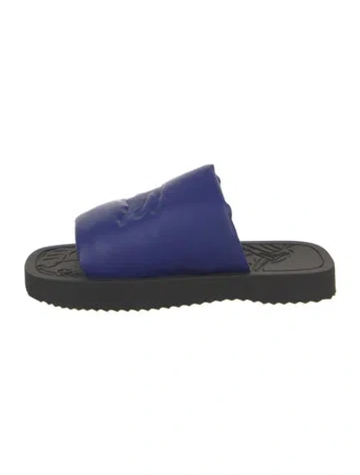 Pre-owned Burberry Leather Slides In Blue