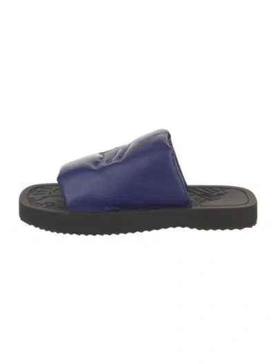 Pre-owned Burberry Leather Slides In Blue