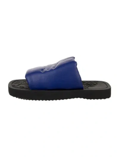 Pre-owned Burberry Leather Slides In Blue