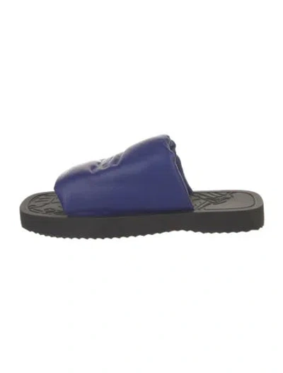 Pre-owned Burberry Leather Slides In Blue