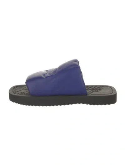 Pre-owned Burberry Leather Slides In Blue