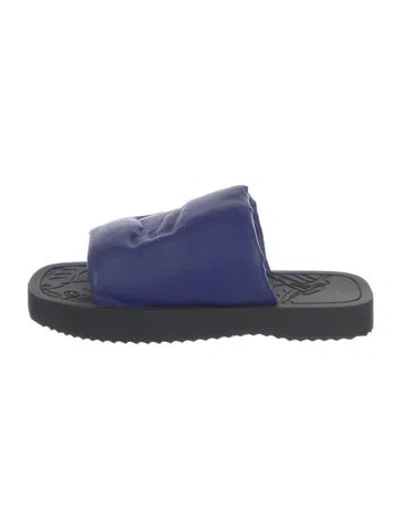 Pre-owned Burberry Leather Slides In Blue