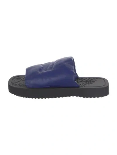 Pre-owned Burberry Leather Slides In Blue