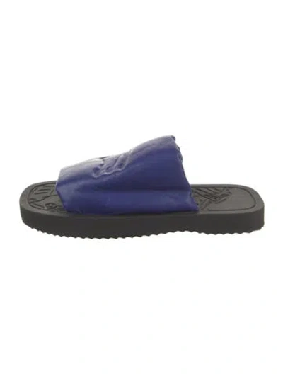 Pre-owned Burberry Leather Slides In Blue