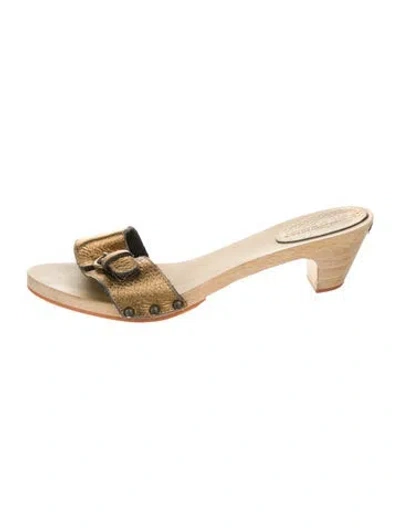 Pre-owned Burberry Leather Slides In Gold
