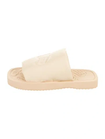 Pre-owned Burberry Leather Slides In Neutral