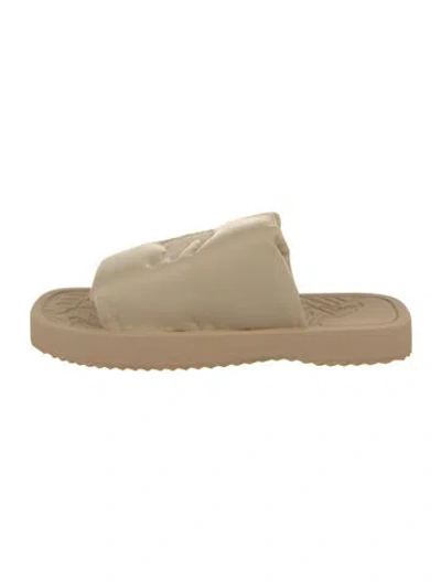 Pre-owned Burberry Leather Slides In Neutral