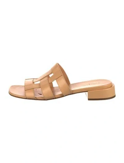 Pre-owned Burberry Leather Slides In Neutral