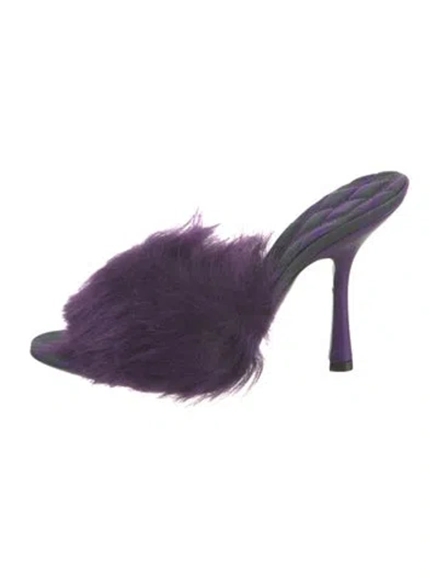 Pre-owned Burberry Leather Slides In Purple