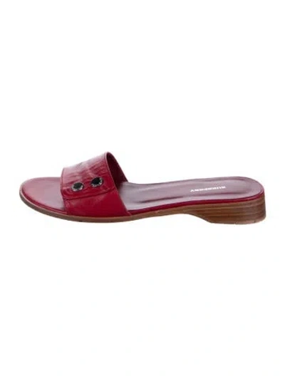 Pre-owned Burberry Leather Slides In Red