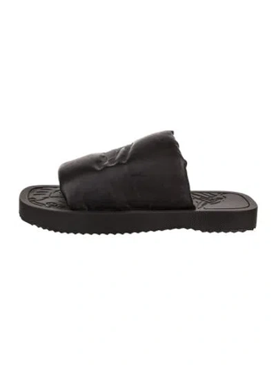Pre-owned Burberry Leather Slides W/ Tags In Black