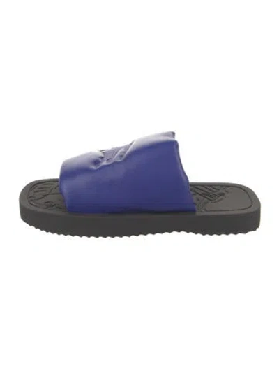 Pre-owned Burberry Leather Slides W/ Tags In Multi