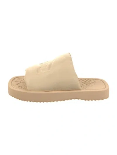 Pre-owned Burberry Leather Slides W/ Tags In Neutral