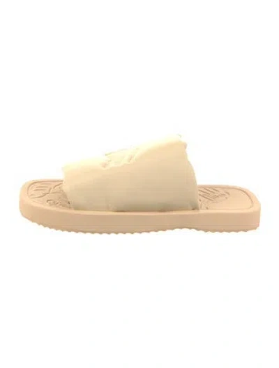 Pre-owned Burberry Leather Slides W/ Tags In Neutral