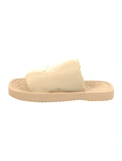Pre-owned Burberry Leather Slides W/ Tags In Neutral
