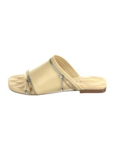 Pre-owned Burberry Leather Slides W/ Tags In Yellow