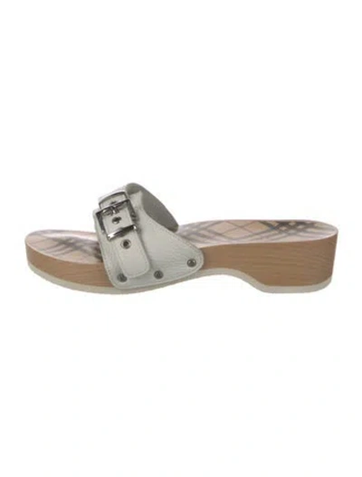 Pre-owned Burberry Leather Slides In White