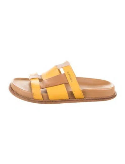 Pre-owned Burberry Leather Slides In Yellow