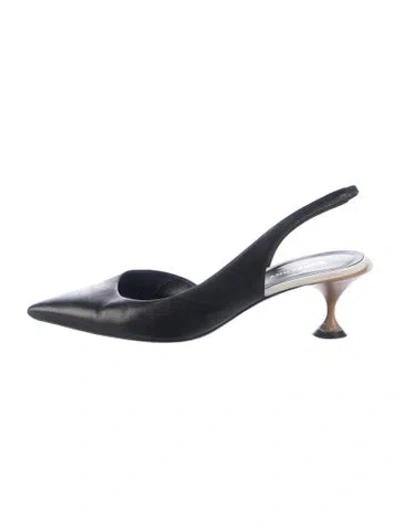 Pre-owned Burberry Leather Slingback Pumps In Black