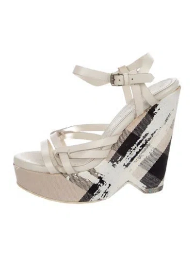 Pre-owned Burberry Leather Slingback Pumps In Neutral