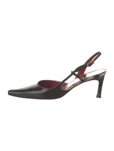 Pre-owned Burberry Leather Slingback Pumps In Red