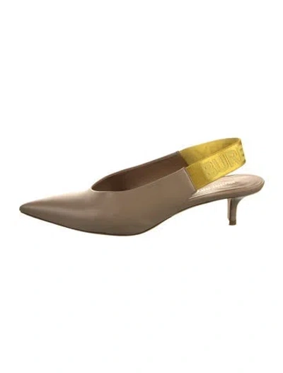 Pre-owned Burberry Leather Slingback Pumps In Yellow