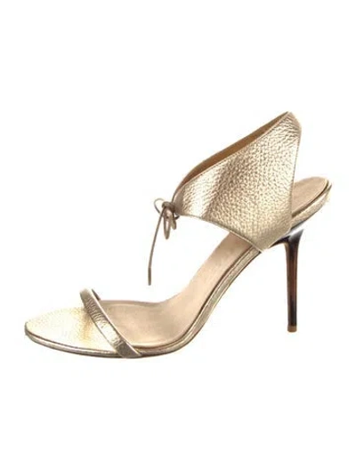 Pre-owned Burberry Leather Slingback Sandals In Gold