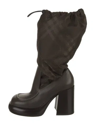 Pre-owned Burberry Leather Slouch Boots In Brown