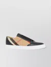 Burberry Check Leather Sneakers In Neutral