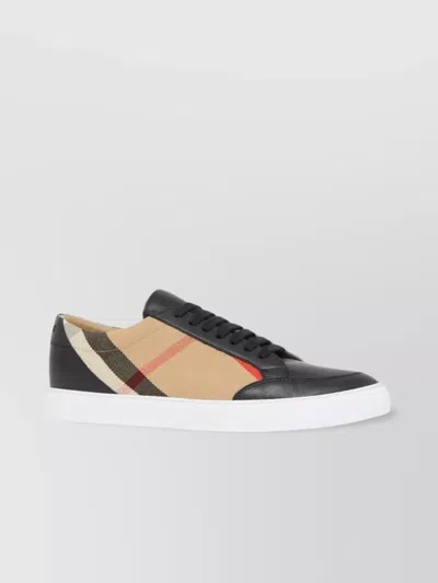 BURBERRY LEATHER SNEAKER WITH CHECKERED HOUSE MOTIF