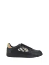 Burberry Indigo Blue Leather And Check Sneaker Terrace Men
