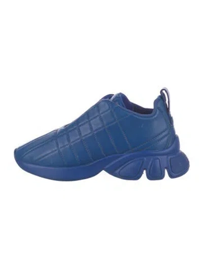 Pre-owned Burberry Leather Sneakers In Blue