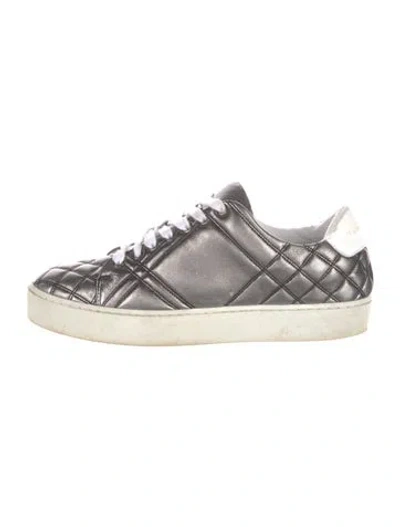 Pre-owned Burberry Leather Sneakers In Gray
