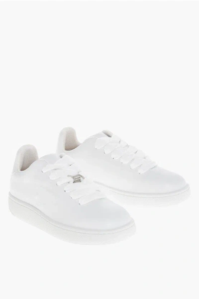 Burberry Leather Sneakers With Embossed Logo In White