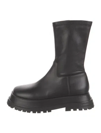 Pre-owned Burberry Leather Sock Boots In Black