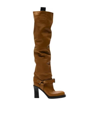 Burberry Stirrup 100mm Leather Boots In Hazel
