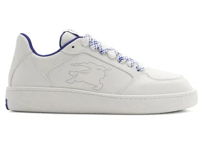 Pre-owned Burberry Leather Stock Sneaker Perforated Equestrian Knight (women's) Sneakers In White