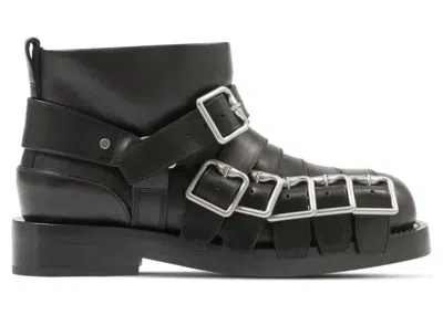 Pre-owned Burberry Leather Strap Boot (women's) Sneakers In Black
