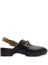 Burberry Leather Trunk Strap Clogs In Black