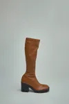 Burberry Stride Leather Lug-sole Tall Boots In Brown