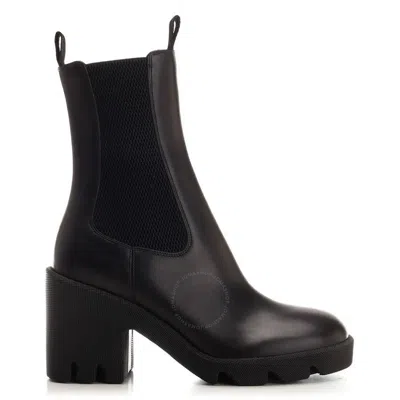 Burberry Chelsea Wedge Boot In Dark Green Leather Women In Brown