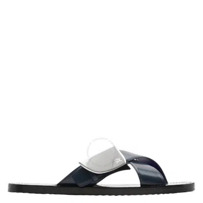 BURBERRY BURBERRY LEATHER STRIP SHIELD SLIDES