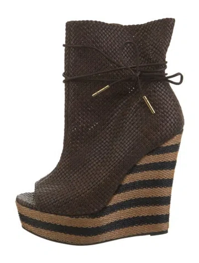 Pre-owned Burberry Leather Striped Boots In Brown