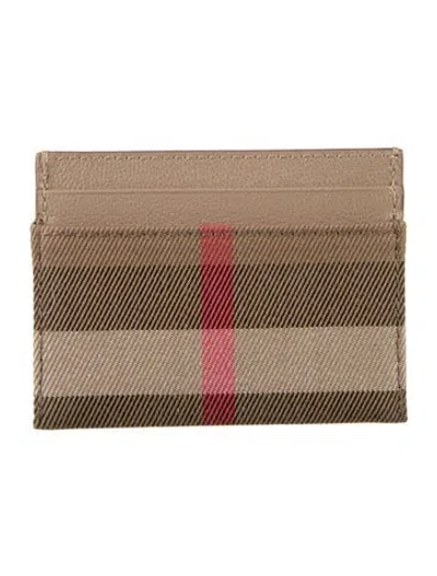 Pre-owned Burberry Leather Striped Card Holder In Brown