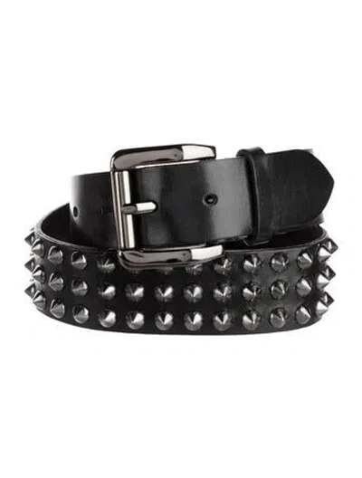 Pre-owned Burberry Leather Studded Accents Belt In Black