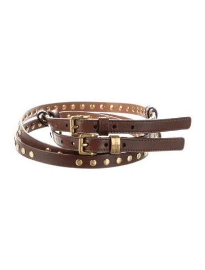 Pre-owned Burberry Leather Studded Accents Belt In Brown