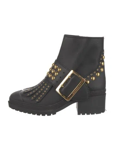 Pre-owned Burberry Leather Studded Accents Combat Boots In Multi