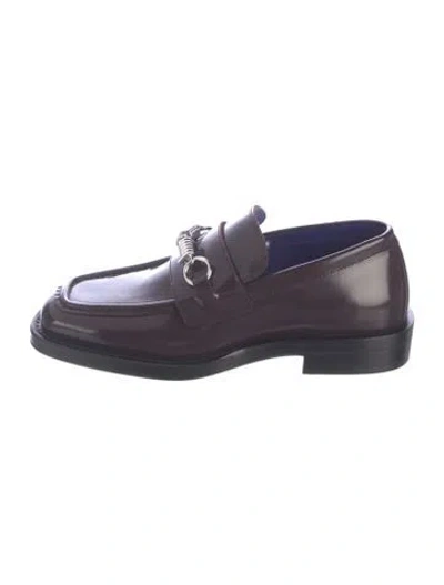Pre-owned Burberry Leather Studded Accents Loafers In Purple
