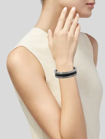 Pre-owned Burberry Leather Studded Bangle Bracelet, 8" In Multi